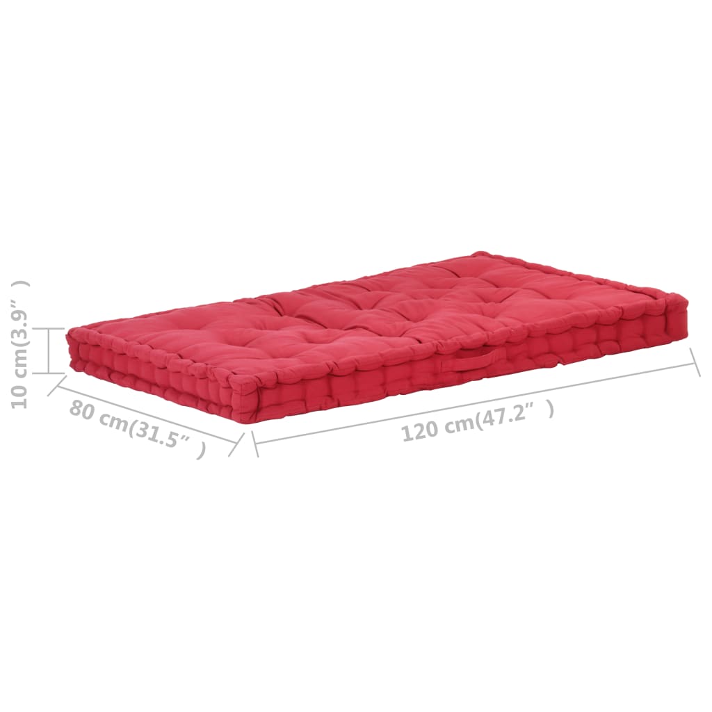 Cuscino per Pallet e Pavimento in Cotone 120x80x10 cm Bordò cod mxl 68237