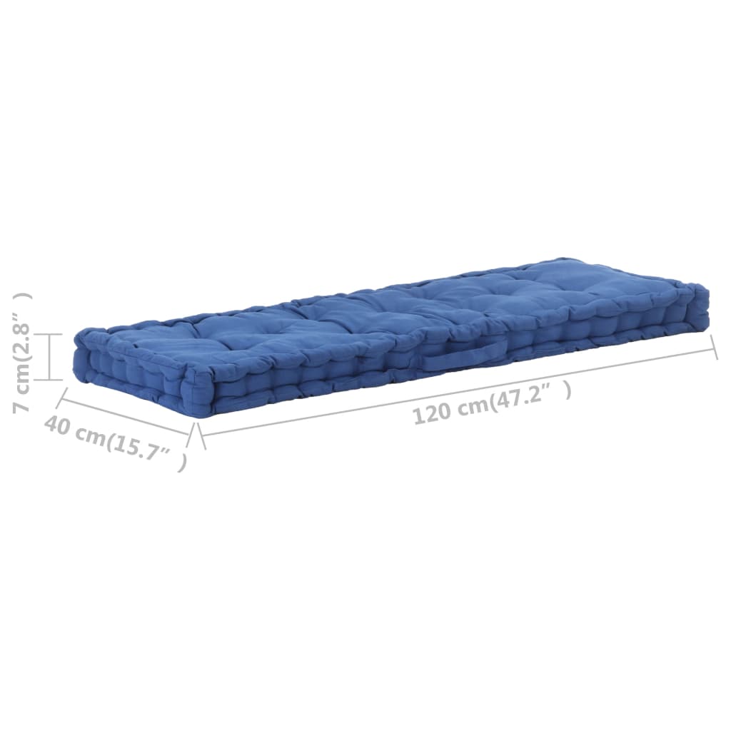 Cuscino per Pallet e Pavimento in Cotone 120x40x7 cm Blu Chiaro cod mxl 68195