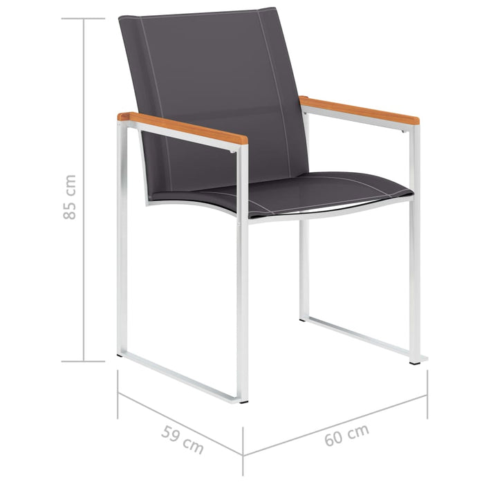 Sedie da Giardino 4 pz in Textilene e Acciaio Inox Grigie 46496