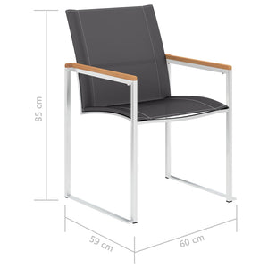 Sedie da Giardino 2 pz in Textilene e Acciaio Inox Grigie cod mxl 22977