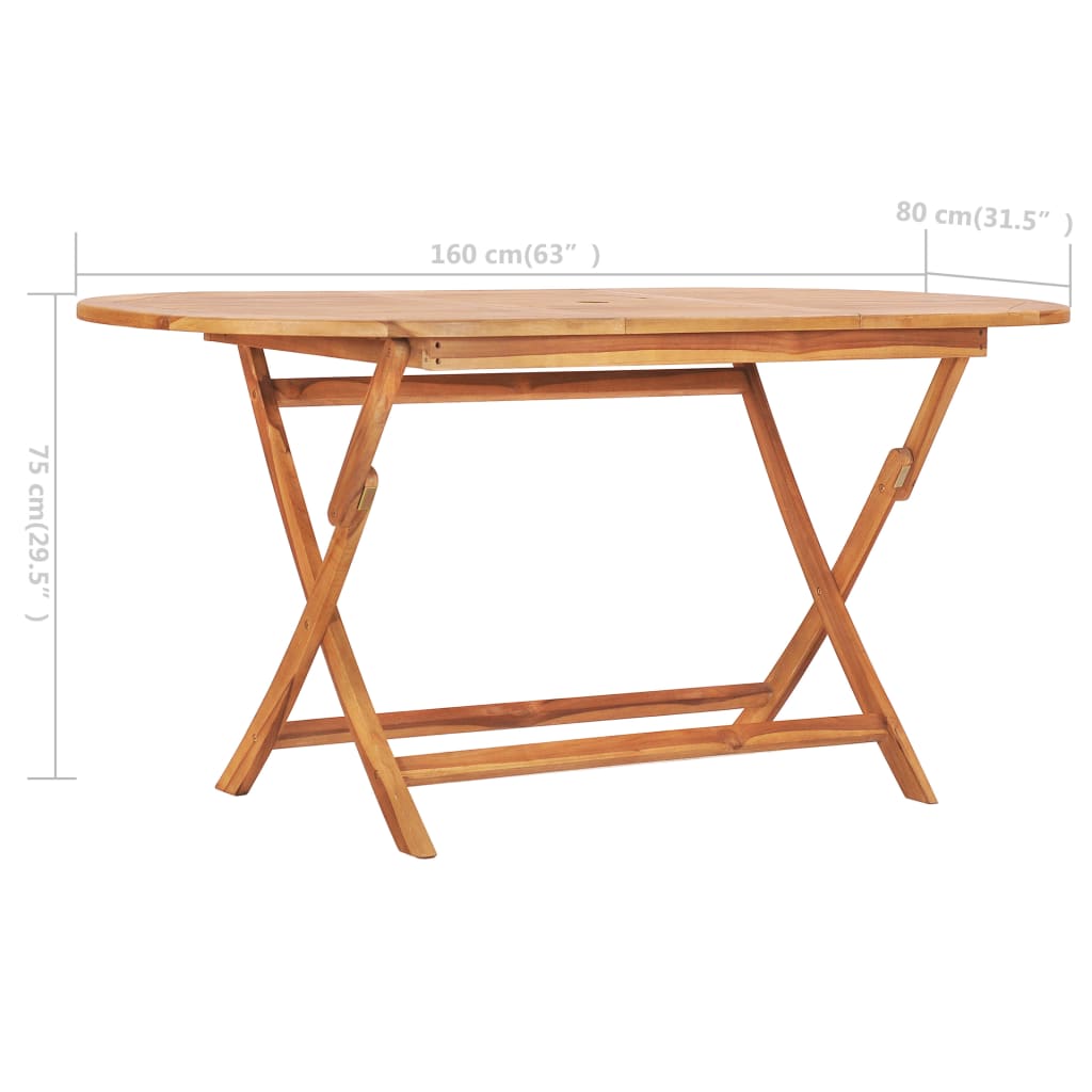 Tavolo da Giardino Pieghevole 160x80x75 cm in Massello di Teak cod mxl 34439