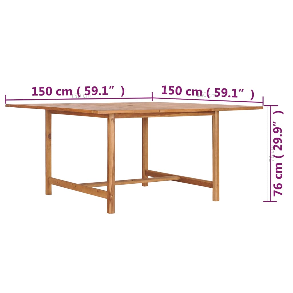 Tavolo da Giardino 150x150x76 cm in Legno Massello di Teak 49008