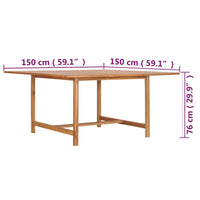 Tavolo da Giardino 150x150x76 cm in Legno Massello di Teak 49008