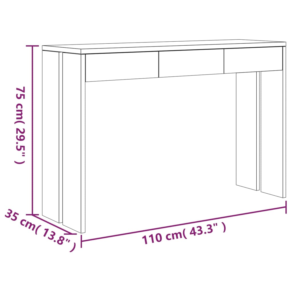 Tavolo Consolle 110x35x75 cm in Legno Massello di Teak 287891