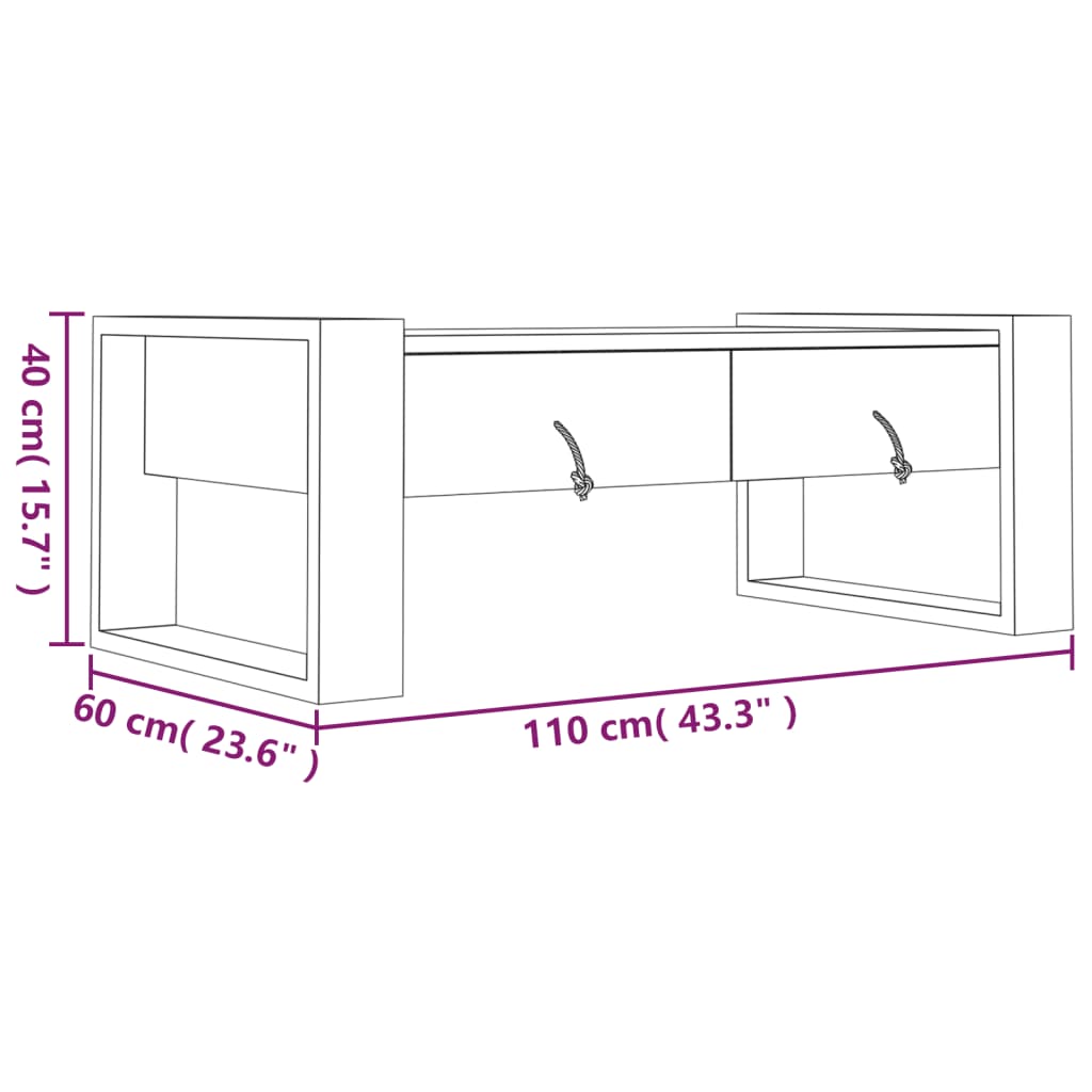 Tavolino da Caffè 110x60x40 cm in Legno Massello di Teak 287892