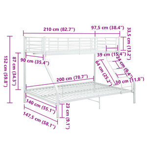 Letto a Castello Bianco in Metallo 140x200 cm/90x200 cm 287903