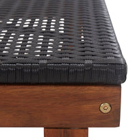 Lettino Prendisole Polyrattan e Legno Massello di Acacia Nero cod mxl 15645