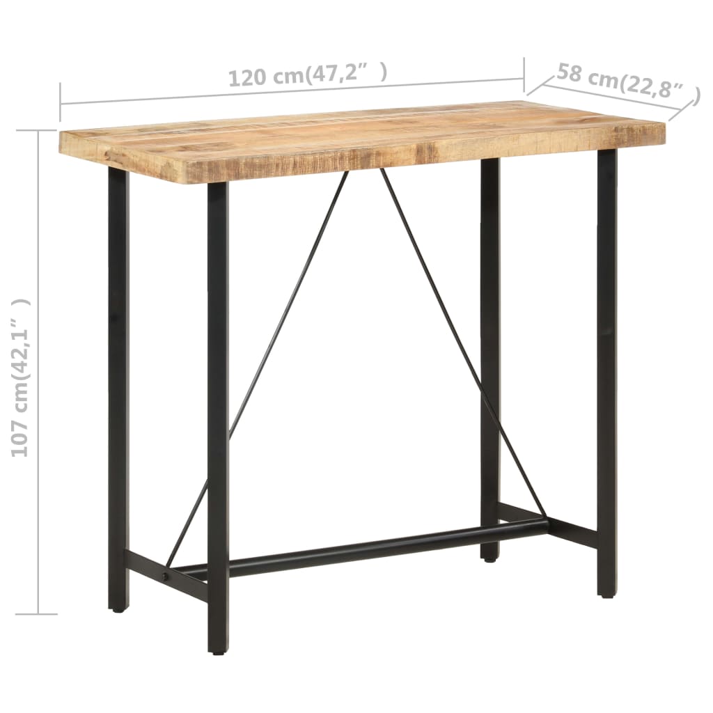 Tavolo da Bar 120x58x107 cm in Legno Ruvido di Mango cod mxl 16541