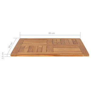 Piano del Tavolo Legno Massello di Teak Quadrato 80x80x2,5 cm cod mxl 66239