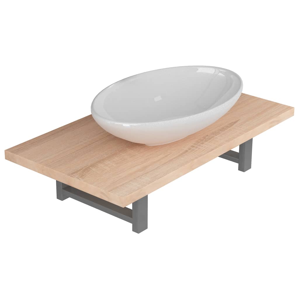 Set Mobili da Bagno 2 pz Ceramica Rovere 279327