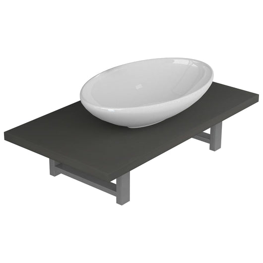 Set Mobili da Bagno 2 pz Ceramica Grigio 279331