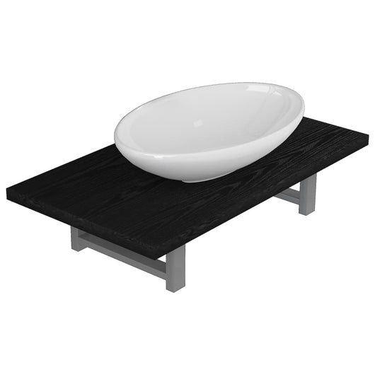 Set Mobili da Bagno 2 pz Ceramica Nero 279335