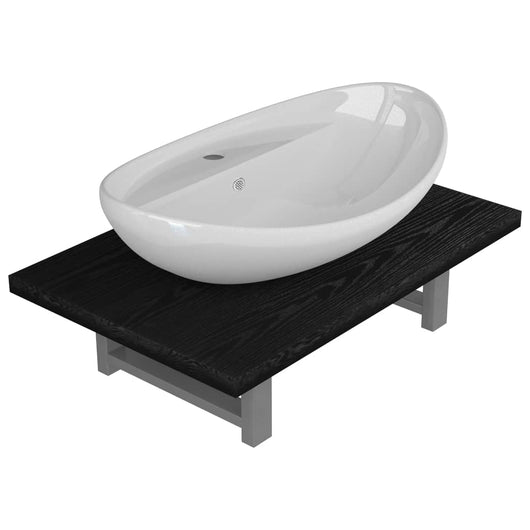 Set Mobili da Bagno 2 pz Ceramica Nero 279337