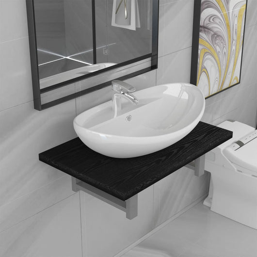 Set Mobili da Bagno 2 pz Ceramica Nero 279337