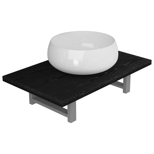 Set Mobili da Bagno 2 pz Ceramica Nero 279338