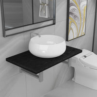 Set Mobili da Bagno 2 pz Ceramica Nero 279338