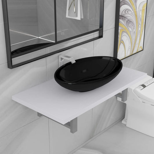 Set Mobili da Bagno 2 pz Ceramica Bianco 279340