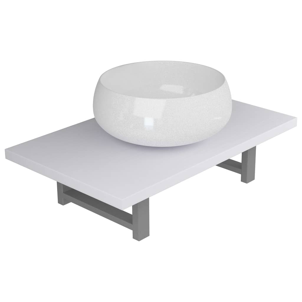 Set Mobili da Bagno 2 pz Ceramica Bianco 279343