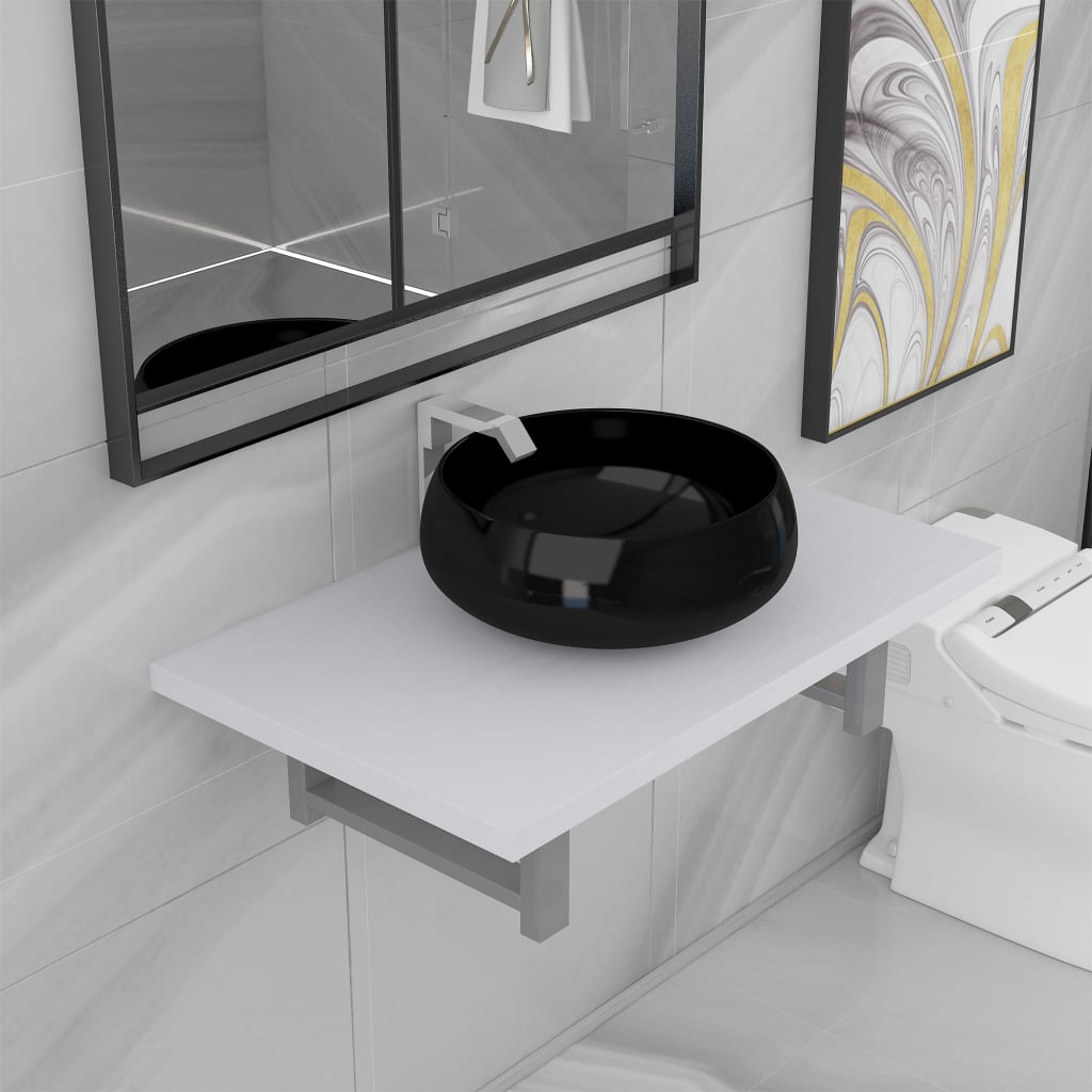 Set Mobili da Bagno 2 pz Ceramica Bianco 279344