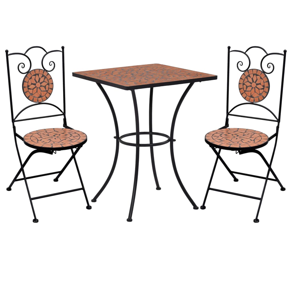 Set Bistrò 3 pz con Mosaico in Ceramica Terracotta cod mxl 35556