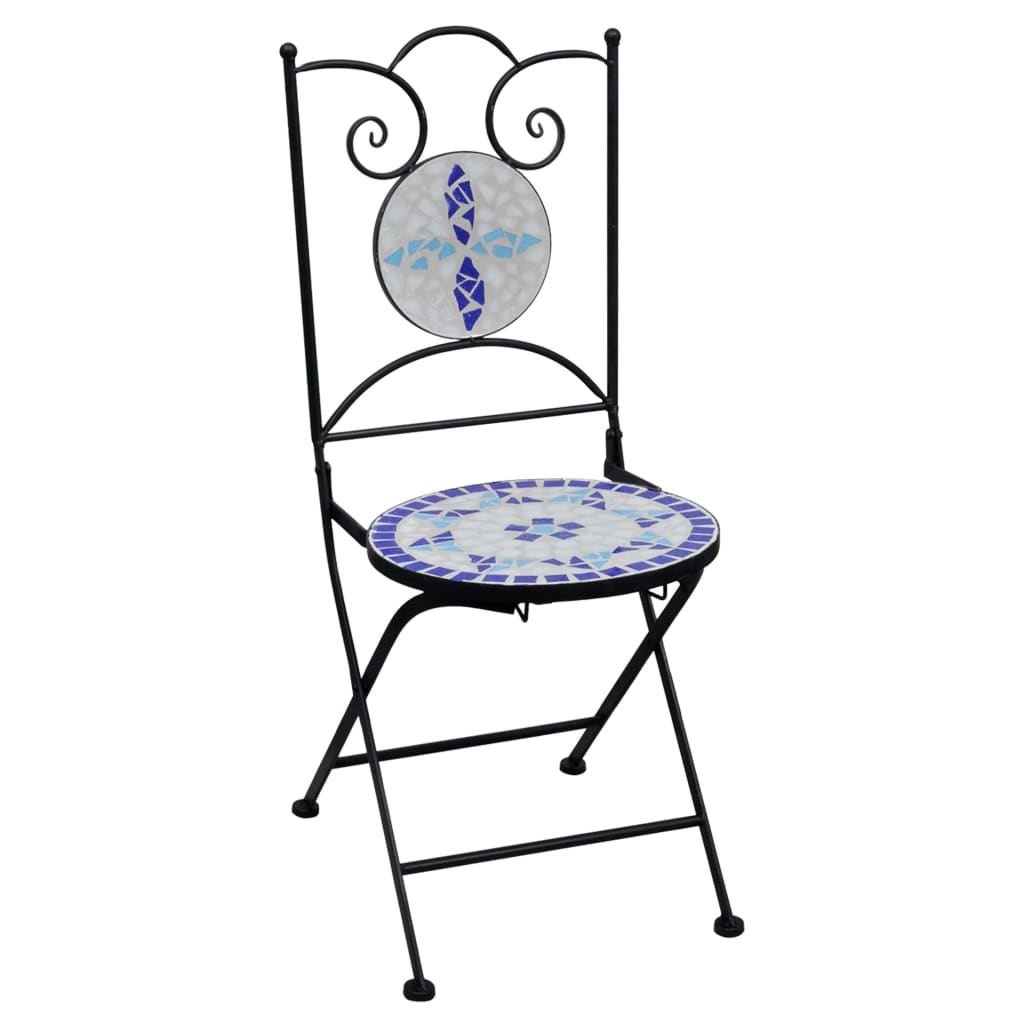 Set Bistrò 3 pz con Mosaico in Ceramica Blu e Bianco cod mxl 44632