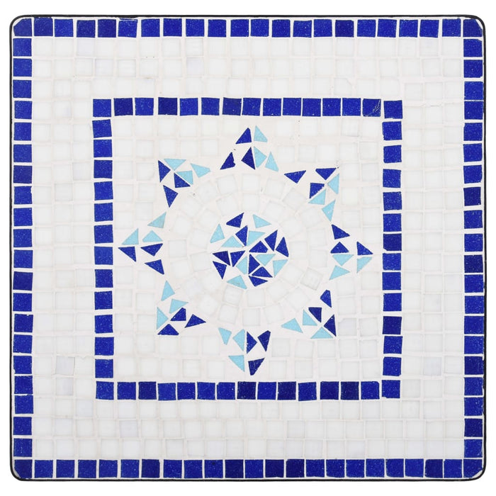 Set Bistrò 3 pz con Mosaico in Ceramica Blu e Bianco cod mxl 44632