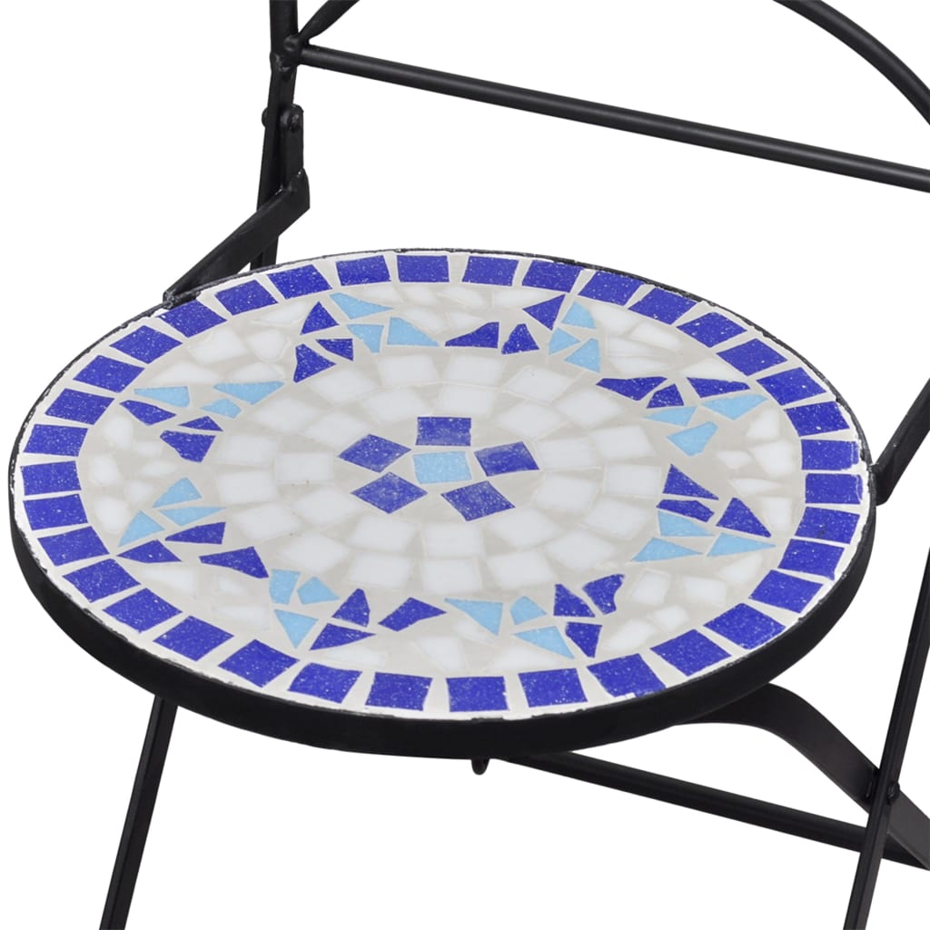 Set Bistrò 3 pz con Mosaico in Ceramica Blu e Bianco cod mxl 44632