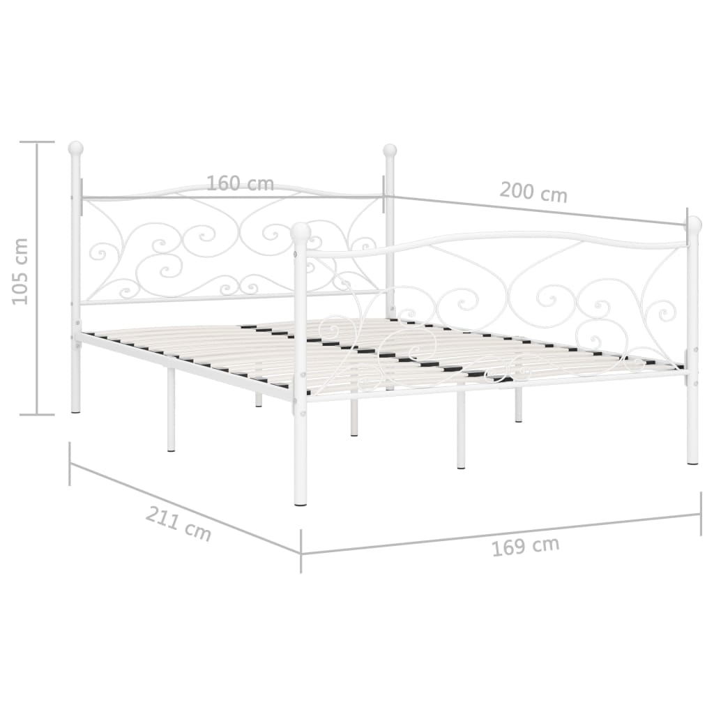 Giroletto con Doghe Bianco in Metallo 160x200 cm 284451