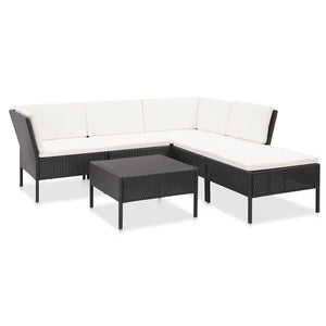 Set Divani da Giardino 6 pz con Cuscini in Polyrattan Nero cod mxl 34848