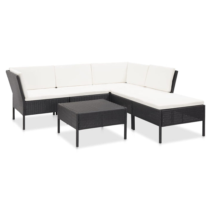 Set Divani da Giardino 6 pz con Cuscini in Polyrattan Nero cod mxl 34848