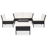 Set Divani da Giardino 6 pz con Cuscini in Polyrattan Nero cod mxl 34848