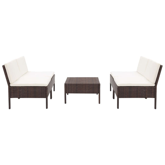 Set Divani da Giardino 5 pz con Cuscini in Polyrattan Marrone cod mxl 31563