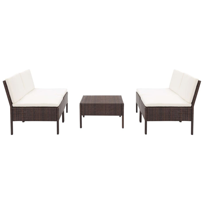 Set Divani da Giardino 5 pz con Cuscini in Polyrattan Marrone cod mxl 31563