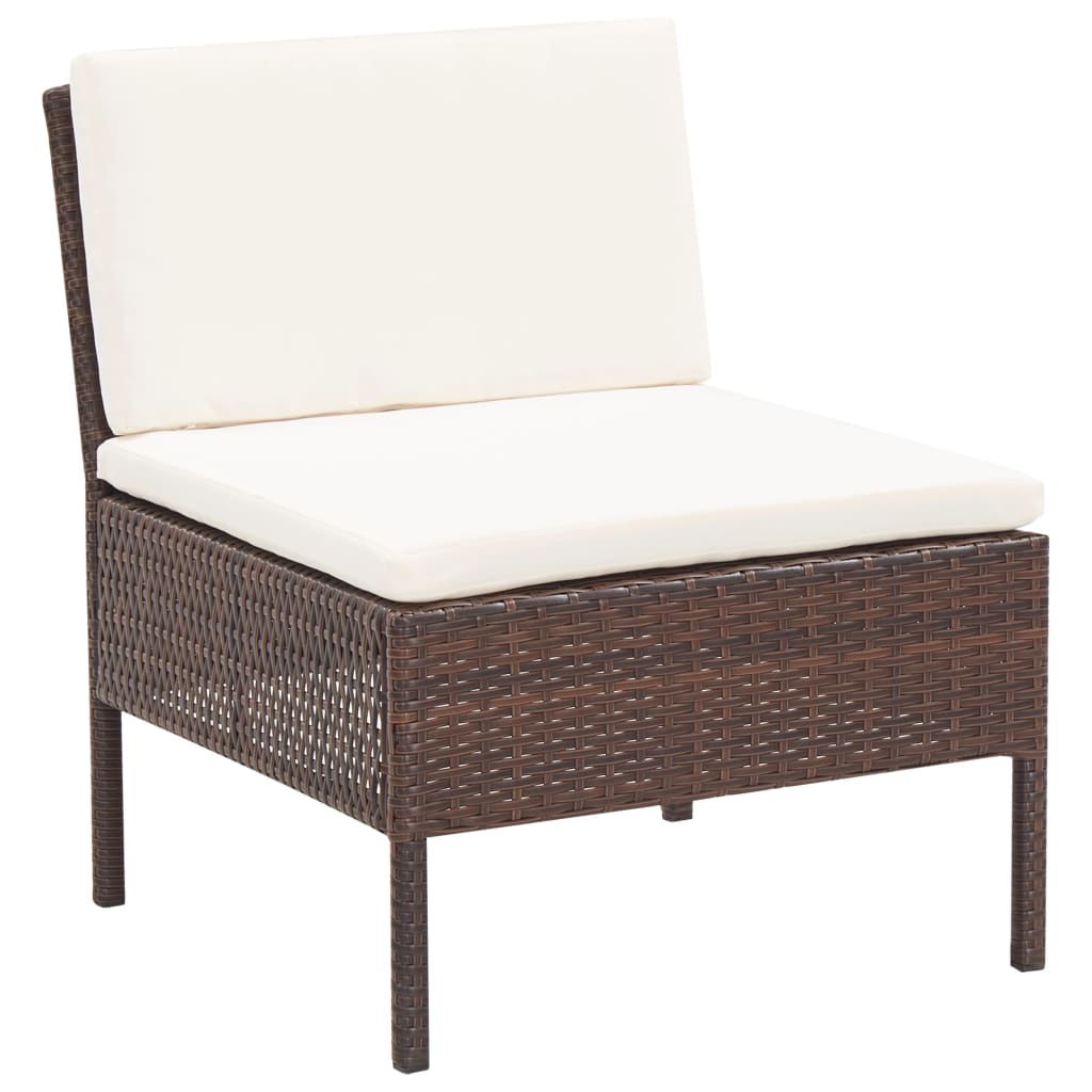 Set Divani da Giardino 5 pz con Cuscini in Polyrattan Marrone cod mxl 31563