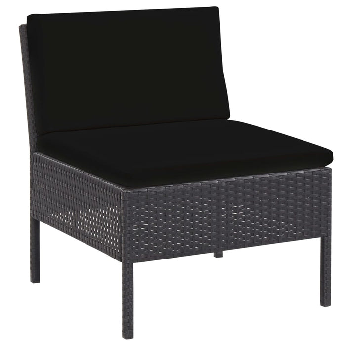 Set Divani da Giardino 5 pz con Cuscini in Polyrattan Nero 48945