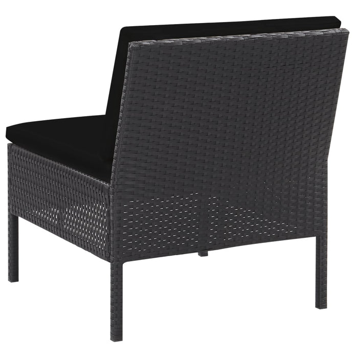 Set Divani da Giardino 5 pz con Cuscini in Polyrattan Nero 48945