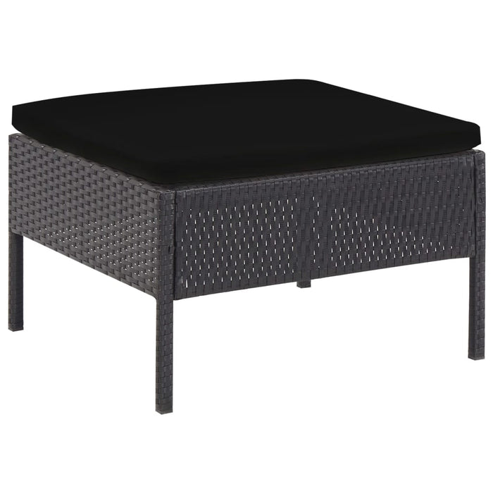 Set Divani da Giardino 5 pz con Cuscini in Polyrattan Nero 48945