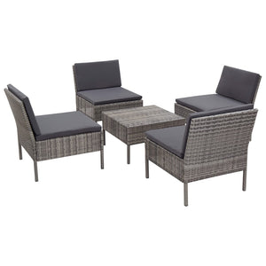 Set Divani da Giardino 5 pz con Cuscini in Polyrattan Grigio 48946