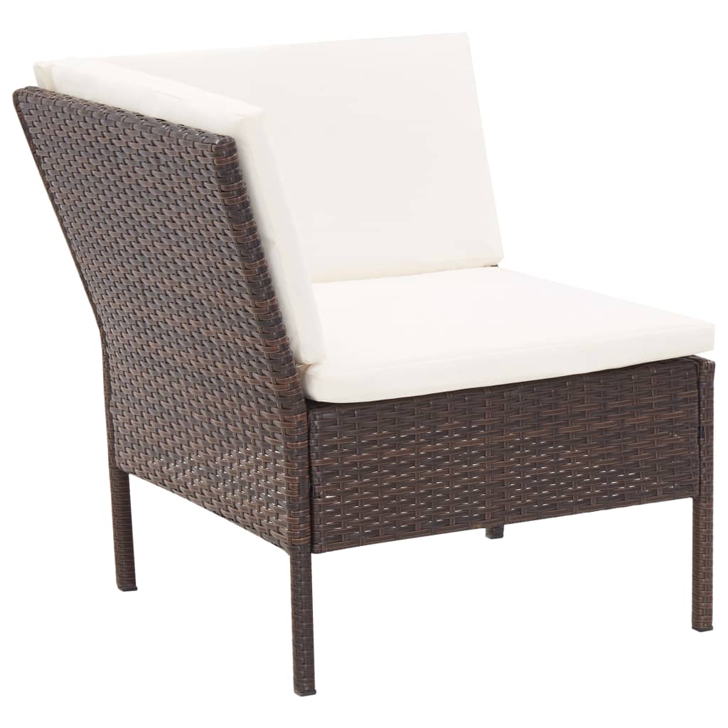 Set Divani da Giardino 6 pz con Cuscini in Polyrattan Marrone cod mxl 35377