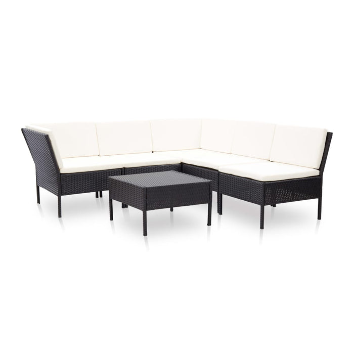 Set Divani da Giardino 6 pz con Cuscini in Polyrattan Nero cod mxl 35763