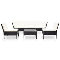 Set Divani da Giardino 6 pz con Cuscini in Polyrattan Nero cod mxl 35763