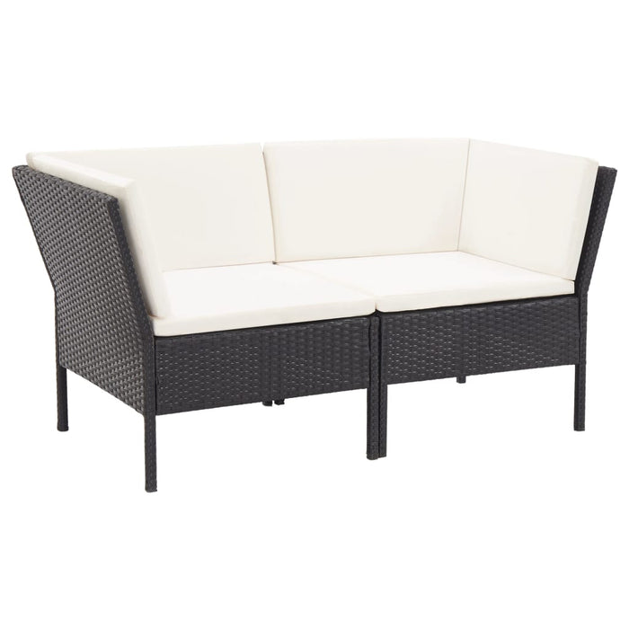 Set Divani da Giardino 6 pz con Cuscini in Polyrattan Nero cod mxl 35763