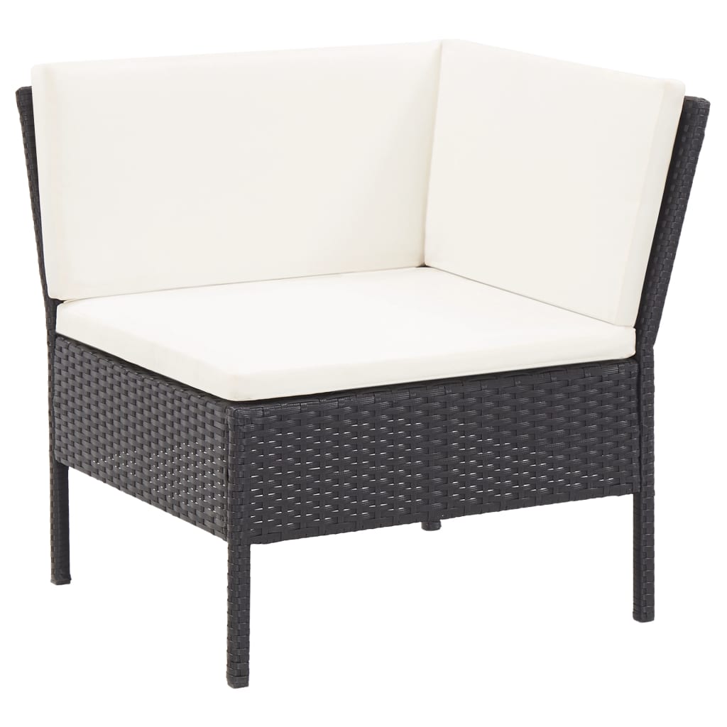 Set Divani da Giardino 6 pz con Cuscini in Polyrattan Nero cod mxl 35763