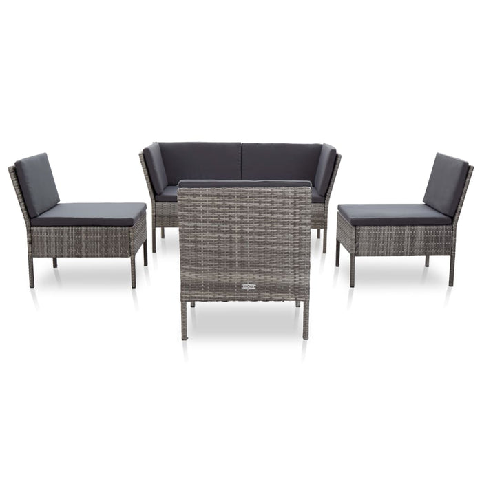 Set Divani da Giardino 6 pz con Cuscini in Polyrattan Grigio 48950