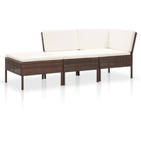 Set Divani da Giardino 3 pz con Cuscini in Polyrattan Marrone cod mxl 43227