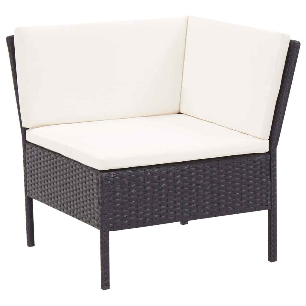 Set Divani da Giardino 3 pz con Cuscini in Polyrattan Nero cod mxl 30306