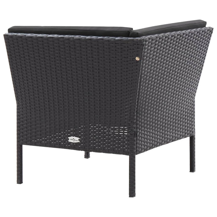 Set Divani da Giardino 3 pz con Cuscini in Polyrattan Nero 48961