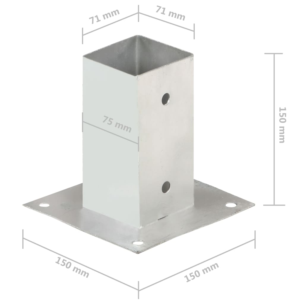 Ancoraggi Pali 4 pz in Metallo Zincato 71 mm cod mxl 66928