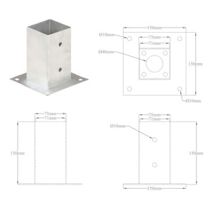 Ancoraggi Pali 4 pz in Metallo Zincato 71 mm cod mxl 66928