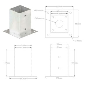 Ancoraggi Pali 4 pz in Metallo Zincato 91 mm 145449